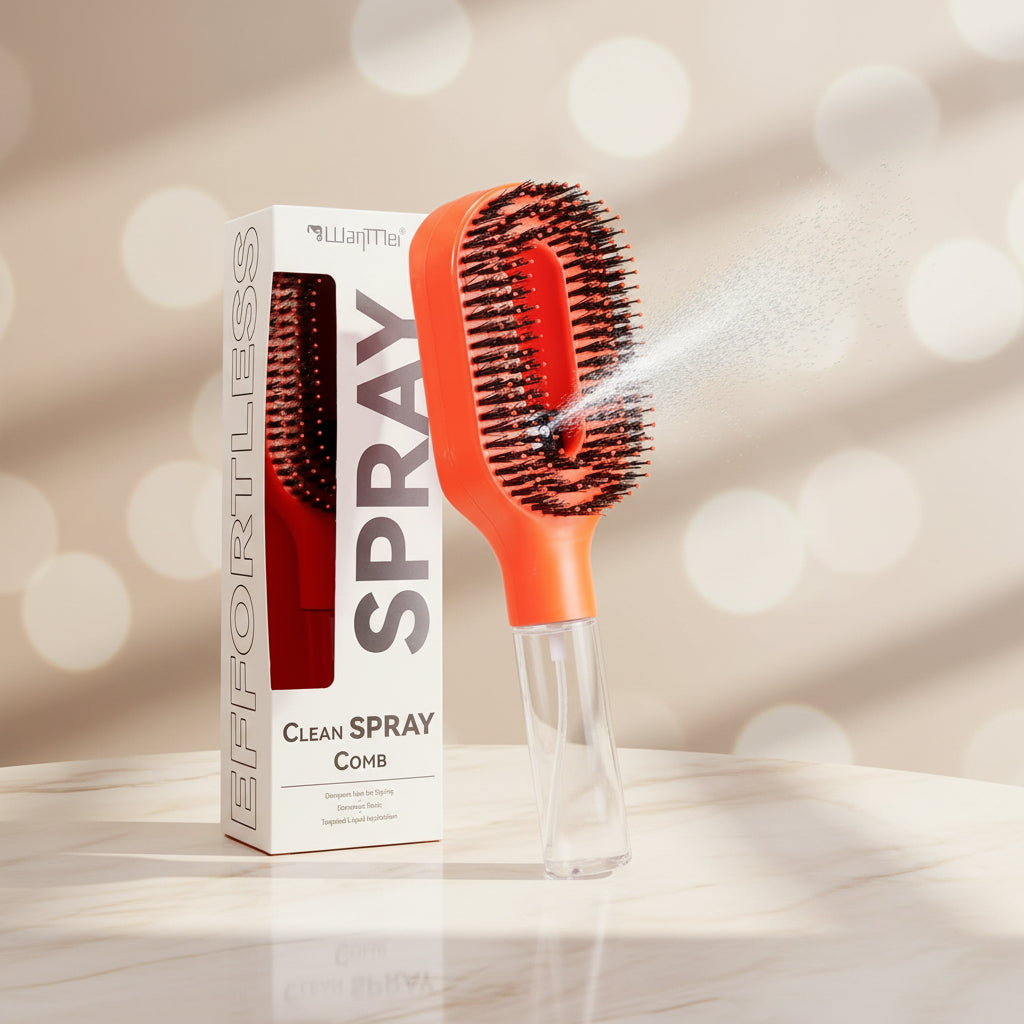 One-Click Spray Anti-Frizz Hair Brush