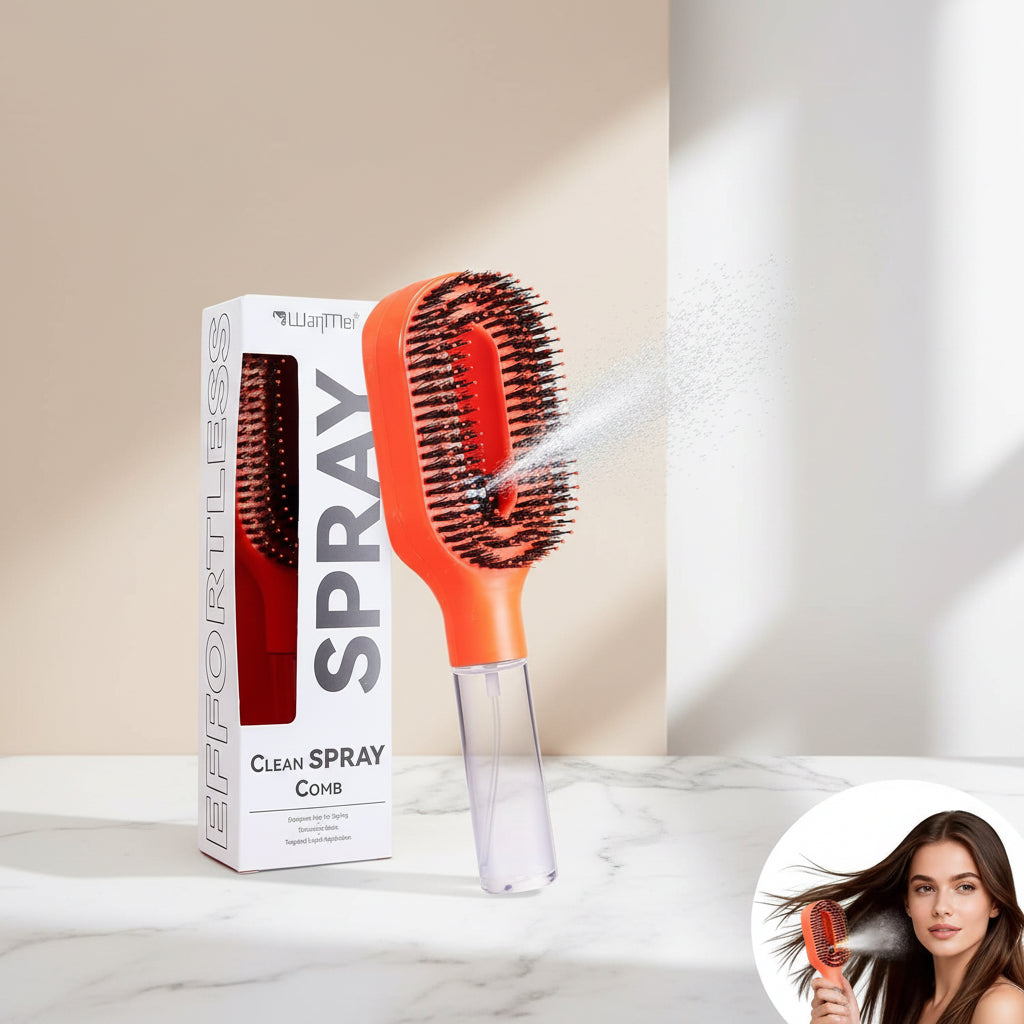 One-Click Spray Anti-Frizz Hair Brush